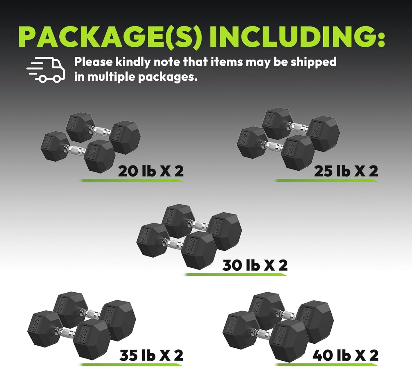 Hex Dumbbell Set, 45-400 lb Set Rubber Encased Exercise & Fitness Dumbbells, Weights Dumbbells Set, Hand Weight for Strength Training