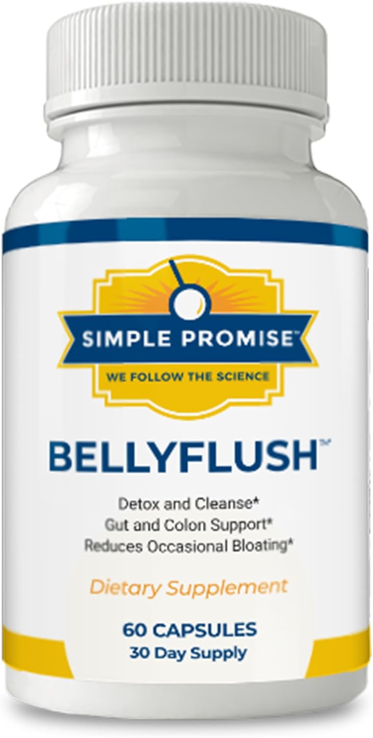 Simple Promise BellyFlush - Gentle Colon & Gut Cleanse Supplement for Comfort with Milk Thistle & Bentonite Clay - Supports Debloat, Digestive Cleanse & Flushing - 60 Capsules