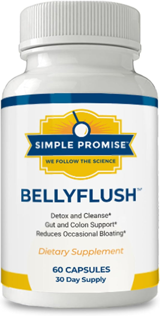 Simple Promise BellyFlush - Gentle Colon & Gut Cleanse Supplement for Comfort with Milk Thistle & Bentonite Clay - Supports Debloat, Digestive Cleanse & Flushing - 60 Capsules