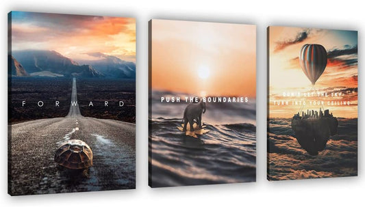 Motivational Wall Decor Poster Inspirational Wall Art 3 Pieces Canvas Wall Painting Framed Artwork for Living Room Bedroom Office Home Decor Prints Pictures Wall Decor Ready to Hang 48''Wx 24''H