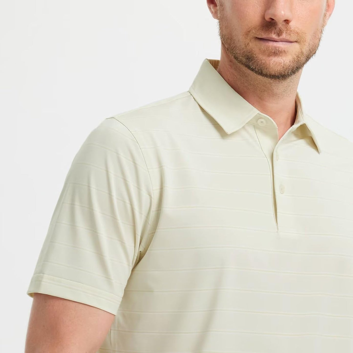 M MAELREG Golf Shirts for Men Moisture Wicking Striped Polo Performance Dry Fit Business Sports Mens Polo Shirts Short Sleeve