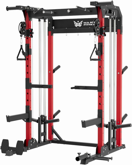 MAJOR FITNESS F22 Multi-Functional Power Rack—1600lbs Capacity All-in-One Squat Rack with Dual Pulley System for Home Gym Strength Training