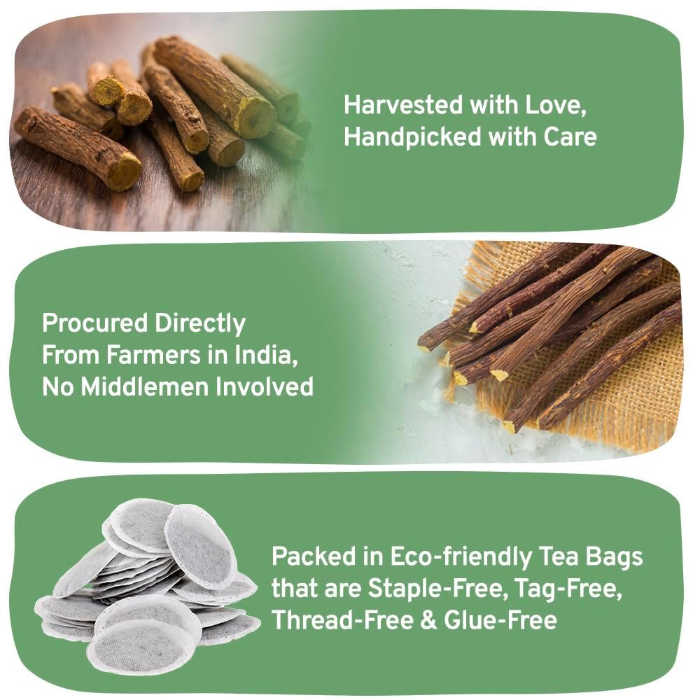 HANDPICK, Licorice Root Tea Bags (50 Count, 2g/tea bag) Licorice Tea | Non-GMO, Caffeine Free | Goodness of Cinnamon, Blackpepper, Clove, Cardamom & Ginger