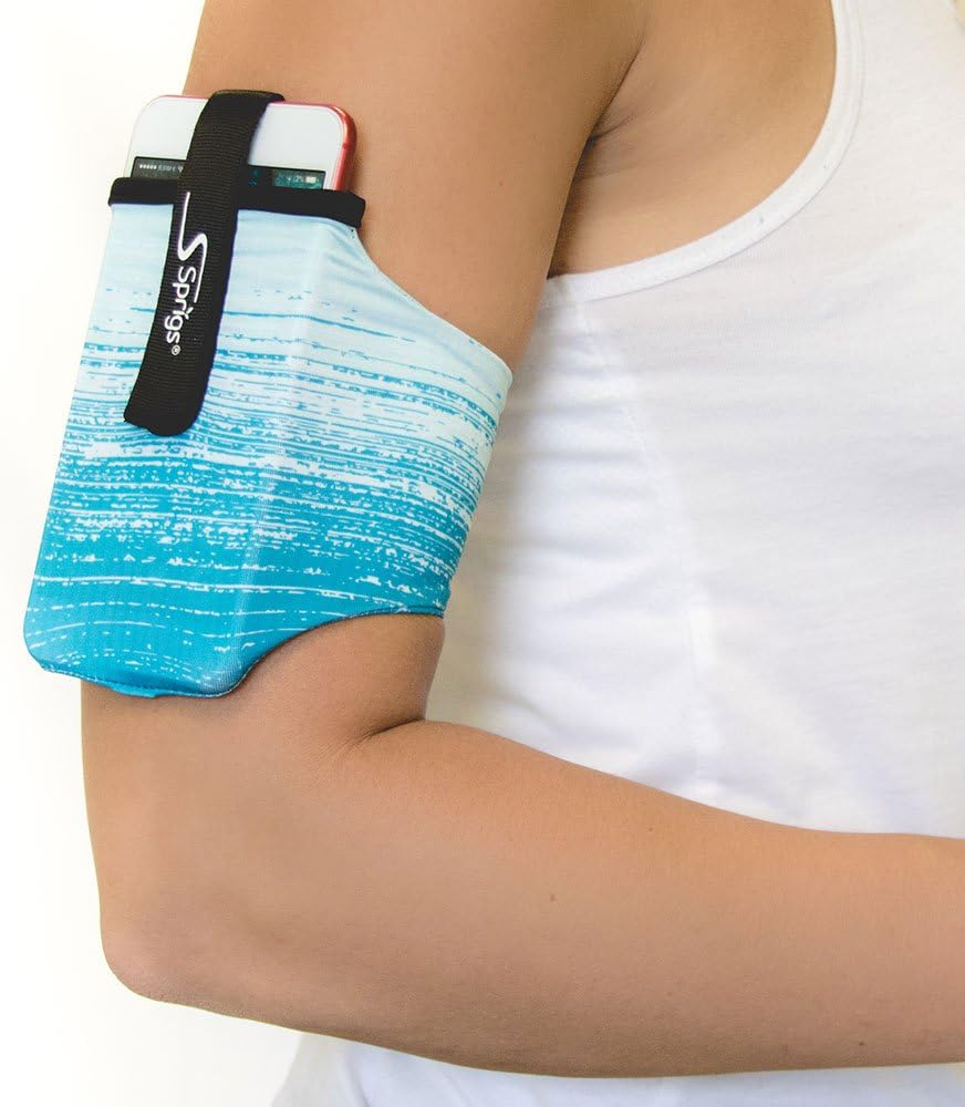 Sprigs Phone Armband Sleeve for iPhone 14, 13, 12, 11, X Galaxy Z, S22, S21, S20 Google Pixel 7, 6, 5. The Lightest & Most Comfortable Running Armband, Stretches to Fit All Phones with Case for Women & Men