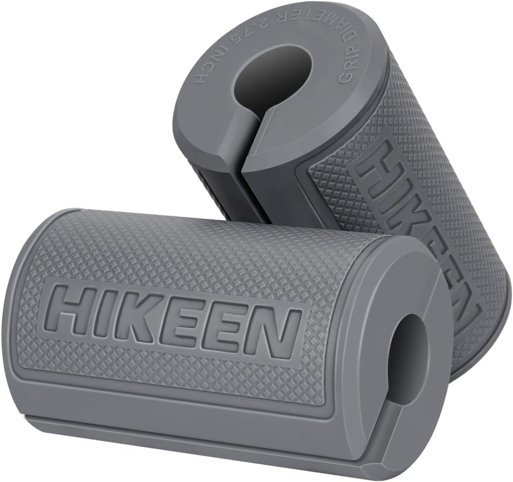 Hikeen Thick Bar Dumbbell Grips,Non Slip Hard Rubber Barbell Grips,Grips for Weight Lifting, Muscle Building-1.77", 2", 2.25" & 2.75" Outer Diameter