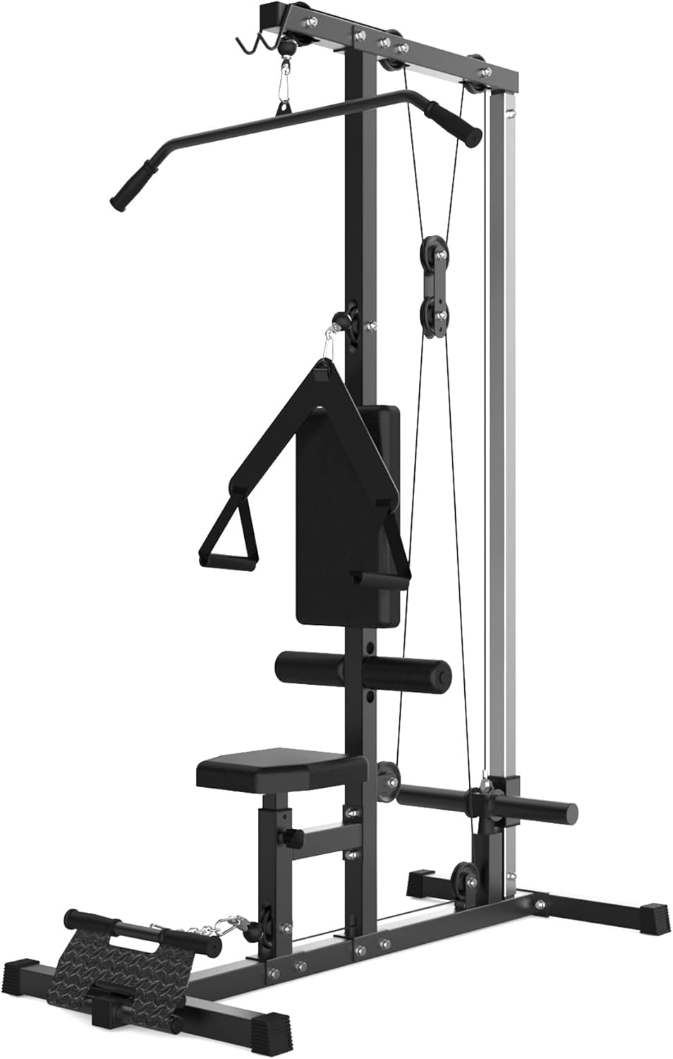 LAT Pulldown Machine, Multi-Functional Cable Machine with High and Low Pulley Station, Row Cable Machine Home Gym with Leg Support, Tricep Workout Equipment