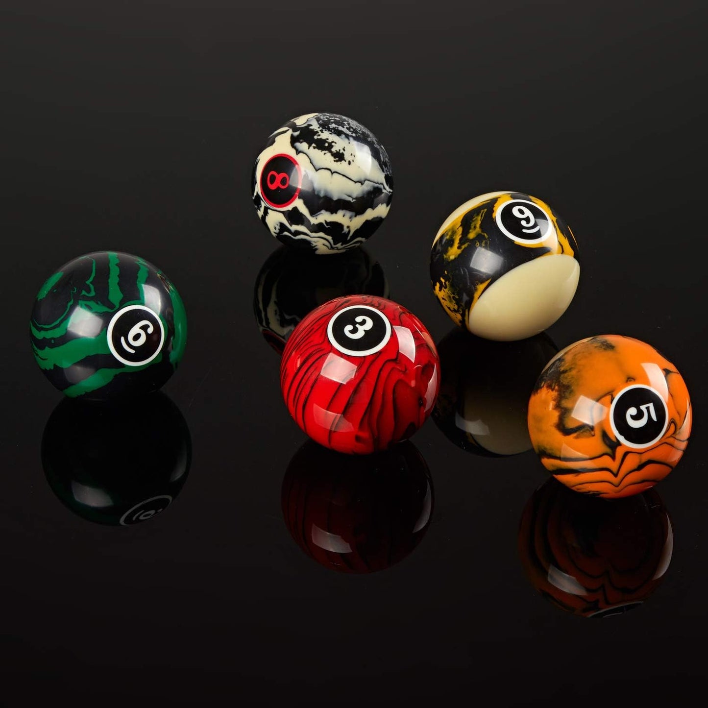 Collapsar Deluxe 2-1/4" Billiard Pool Balls Marble-Swirl Style Billiards Ball Complete 16 Ball Set (Several Style Available)
