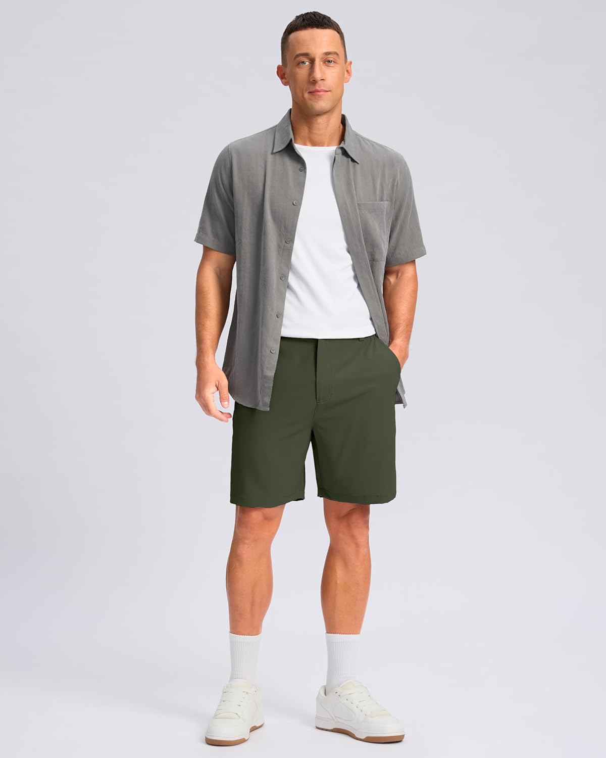 Pudolla Men's Casual Shorts 7"/9" Lightweight Golf Shorts with 3 Pockets Stretch Quick Dry Comfy Work Shorts