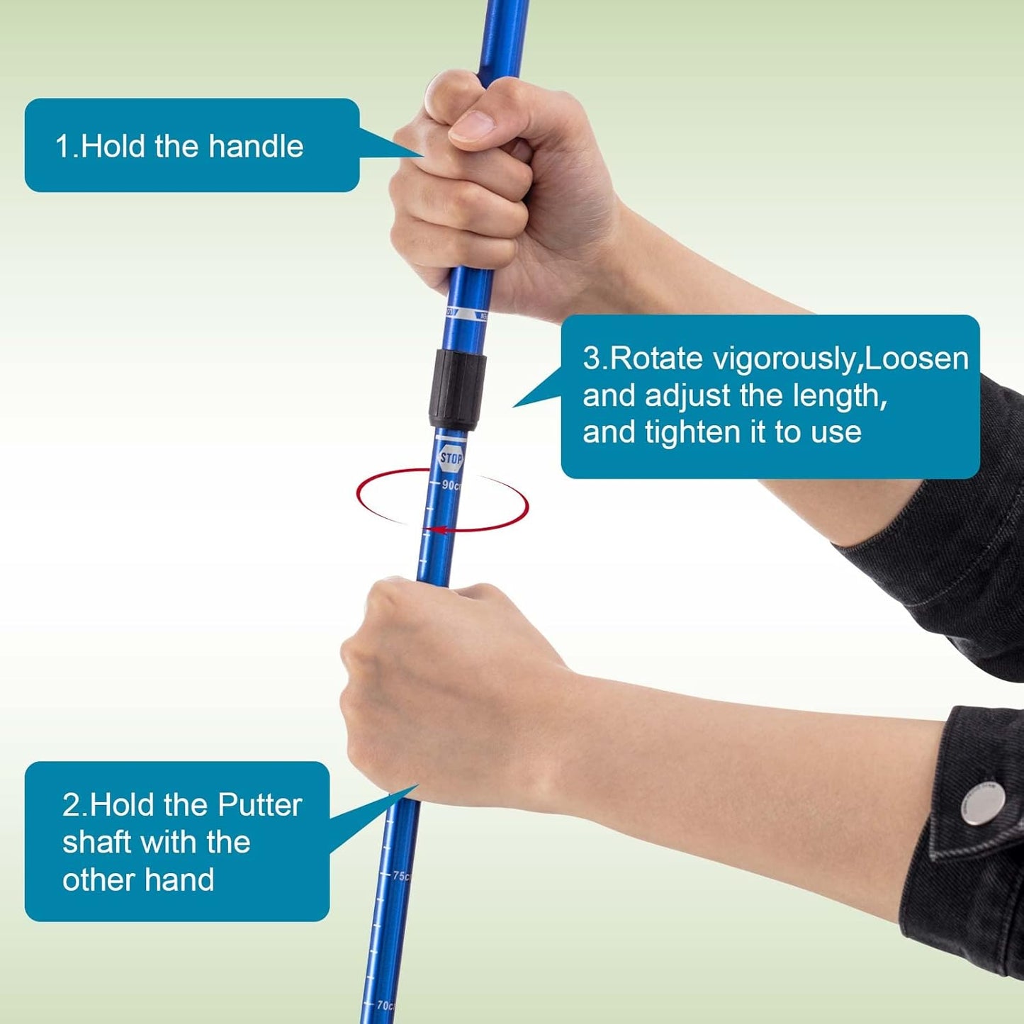 Lenwen 2 Pcs Golf Putter for Men Women Adjustable Length Two Way Putter Right or Left Handed Golfers Mini Golf Club with Practice Balls for Adults