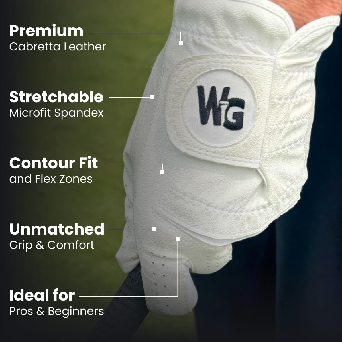 Wedge Guys Flex Premium Cabretta Leather Golf Gloves for Men w/Stretchy & Durable Microfit Spandex Back for Extra Comfort & Superior Grip in All Weather Conditions | Left Hand Mens Golf Gloves 3-Pack