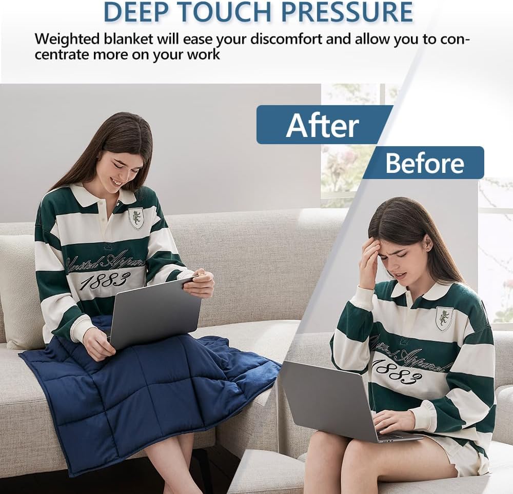 L'AGRATY Weighted Lap Pad 7lb: Small Weighted Blanket for Adults - Cooling, Portable Travel - Washable All-Season (29" x 24")