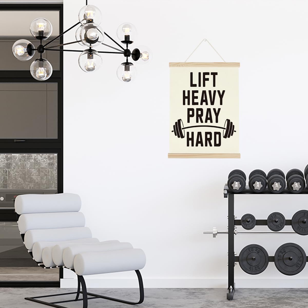 Gym Motivational Posters Funny College Dorm Posters Gifts for Guys Girls Friends Lift Heavy Pray Hard Gym Flag Wall Art Decor Sign for Home Gym Bedroom Office