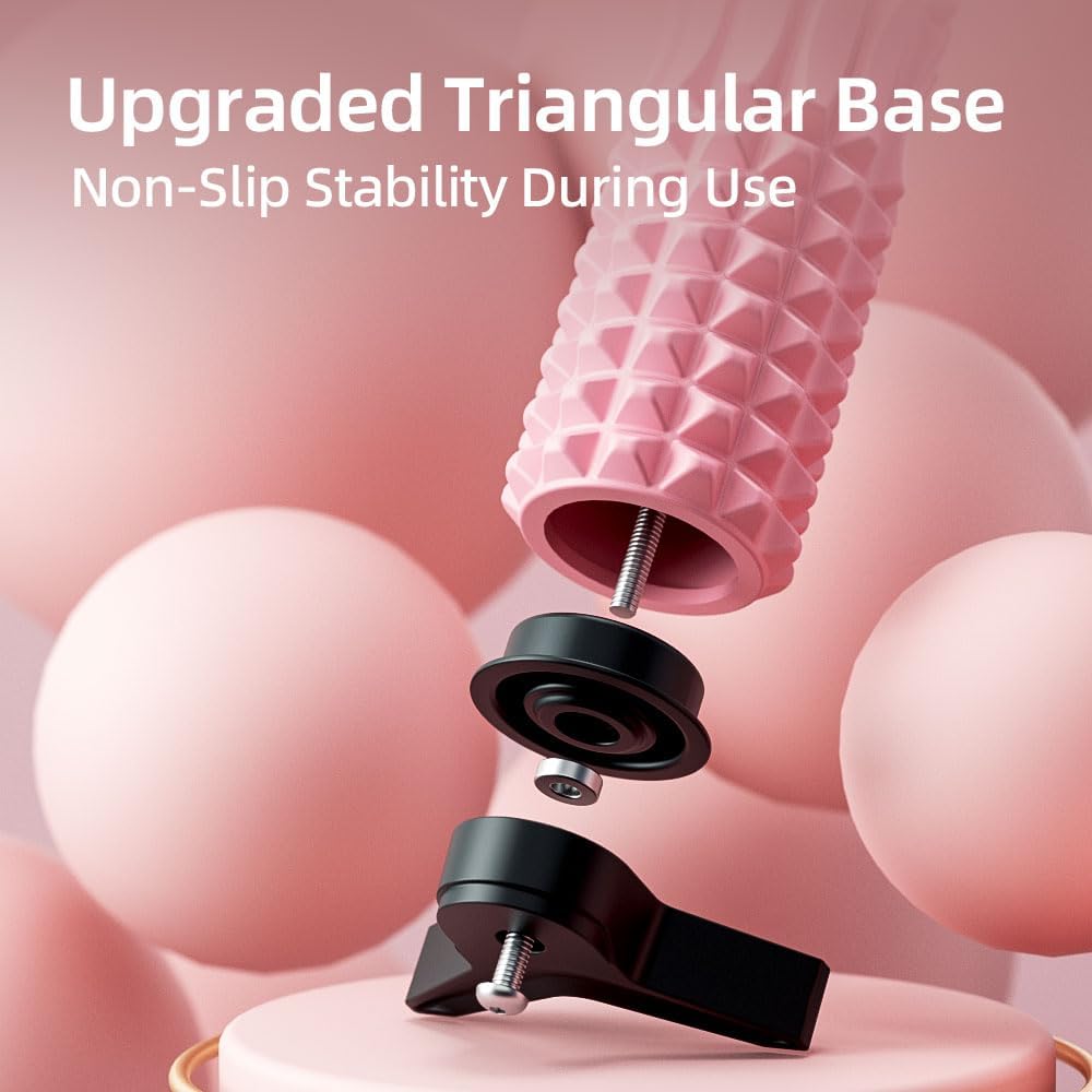 RUNWE Foam Roller with Stand - Roller Foam for Back Pain, 21 inch Trigger Point Deep Tissue Massage, Medium Density Grid Bracket Foam Rollers, Myofascial Release, Relieves Leg Muscle Pain