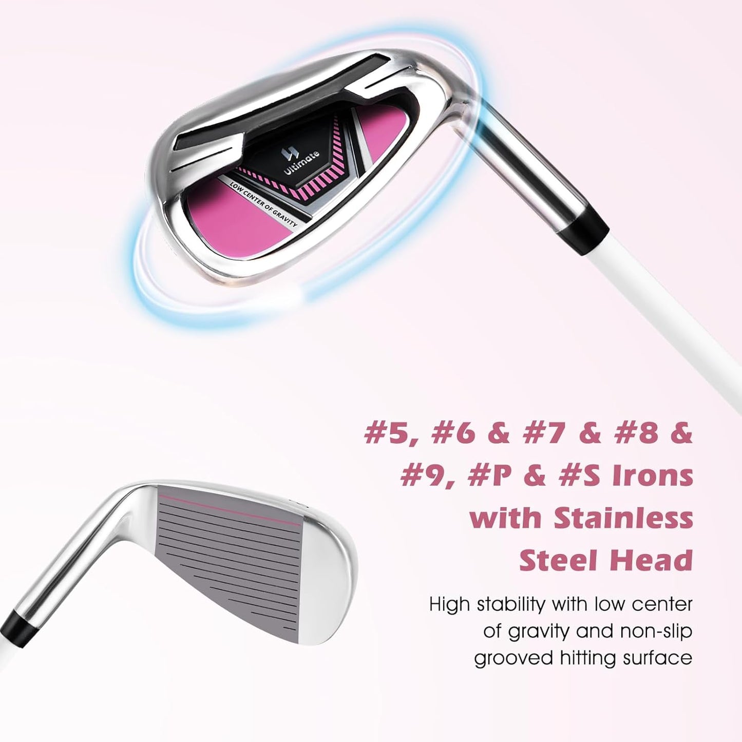 Tangkula 9/10/12 Pieces Women's Complete Golf Clubs Set, Golf Club Package Set with 460CC Driver, Fairway Wood & Hybrid, Irons, Putter, Portable Regular Golf Club Set