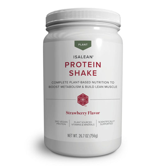 Isagenix Plant-Based IsaLean Protein Shake - Energy Powder with Whole-Food Sourced Vitamins - Supports Lean Muscle Growth & Healthy Metabolism - Gluten & Soy Free - Strawberry, 26.7 oz (14 Servings)