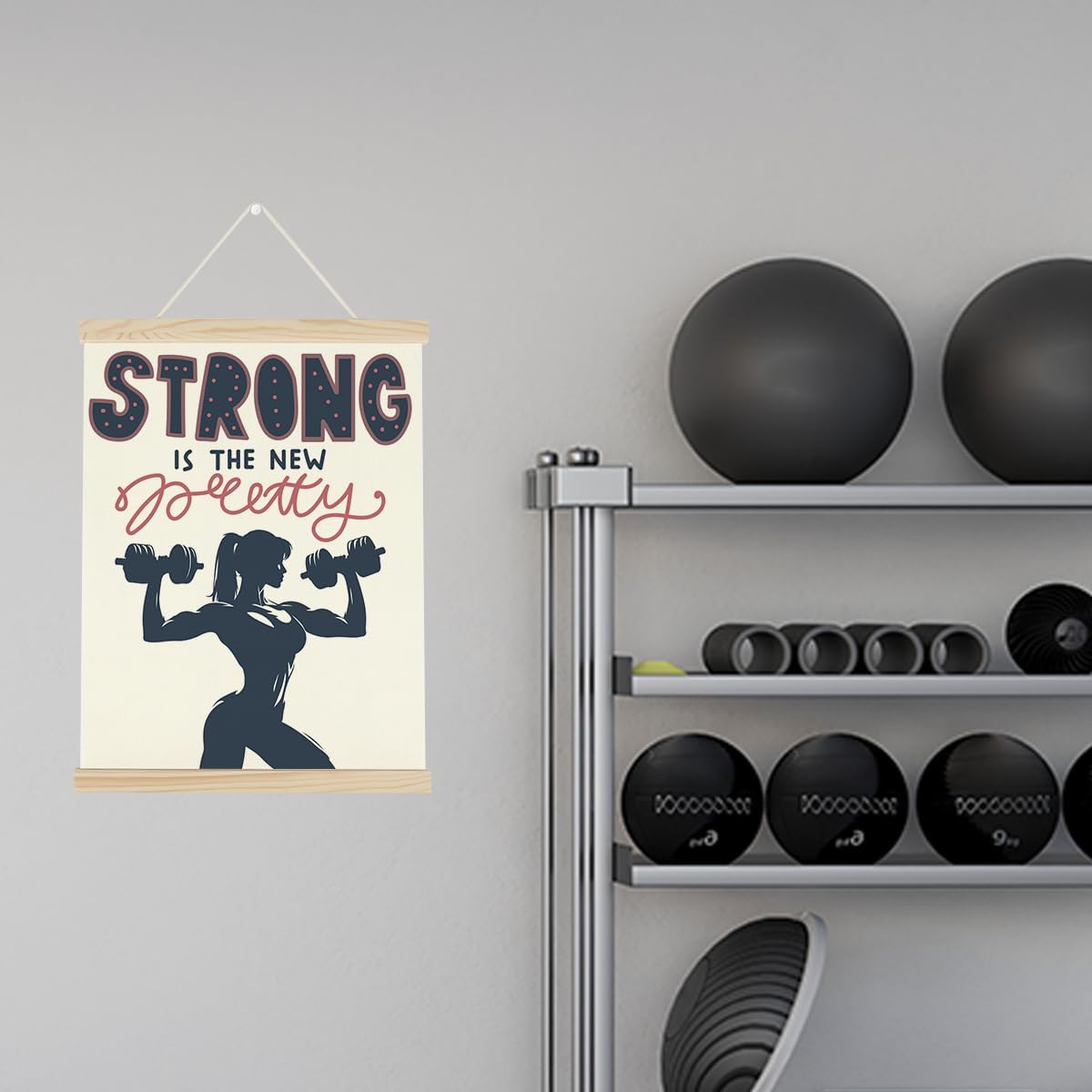 Gym Motivational Posters College Dorm Posters Gifts for Girls Friends Strong is The New Pretty Gym Flag Wall Art Decor Sign for Home Gym Bedroom Office