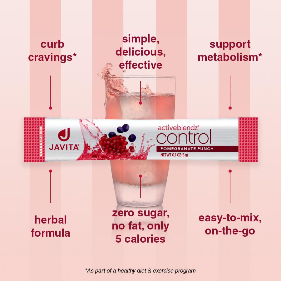 Javita Control Fruity (Acai, Pomegranate) Drink Mix Beverage with Slimming Herbs (Garcinia Cambogia, Gymnema Sylvestre) to Help Support Healthy Lifestyle, Appetite (2 Boxes/48 sticks)