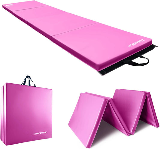 RitFit Upgraded Folding Exercise Mat, 2 Inch Thick Gymnastics Mat 3’x6’,4’x8’,4x10’,2'x8' with Carrying Handles for Yoga, MMA, Stretching, Core Workouts and Home Gym Protective Flooring
