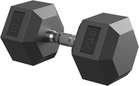 Hex Dumbbell 40-125 lb, Rubber Encased Exercise & Fitness Dumbbells, Hand Weight for Strength Training