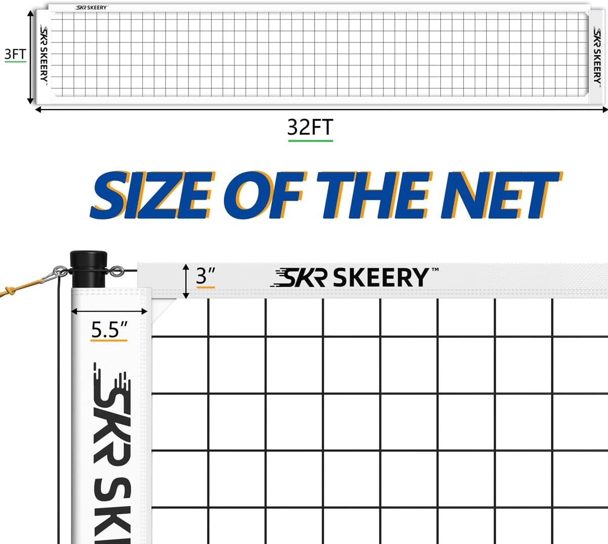 Outdoor Heavy Duty Volleyball Net Set, Anti-Sag Design, Adjustable Aluminum Poles, Portable Volleyball Net for Backyard,Grass and Beach