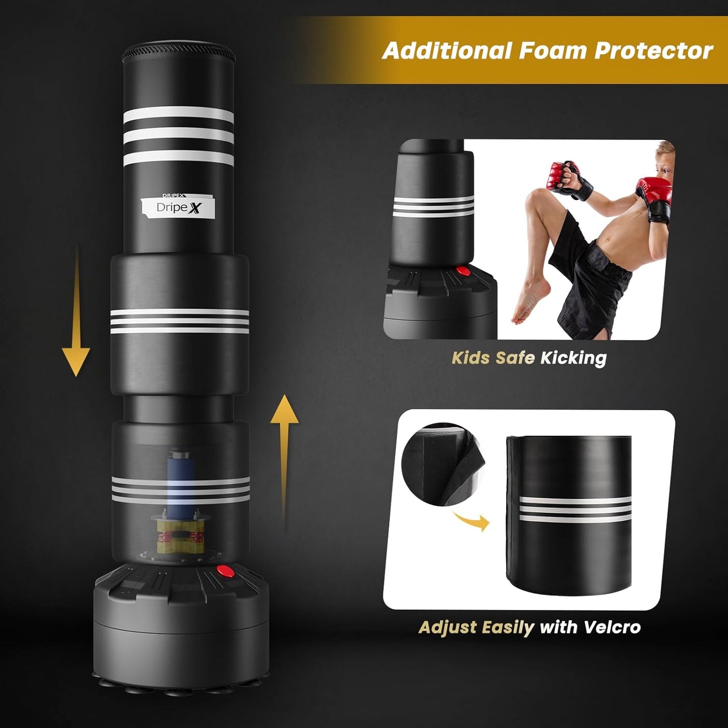 Dripex Freestanding Punching Bag, Heavy Boxing Bag with Stand for Adult Youth - Men Standing Boxing Punch Bag for Home Gym Workout