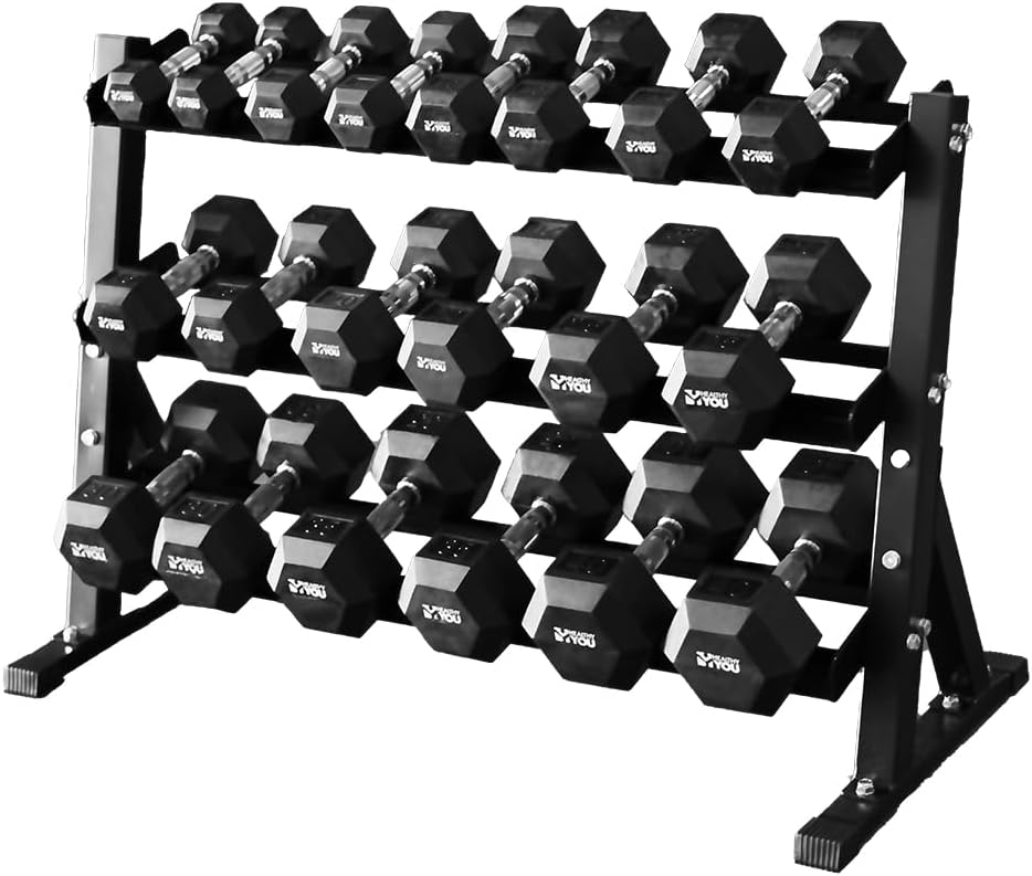Rubber Hex Chrome Dumbbell Complete Package Set