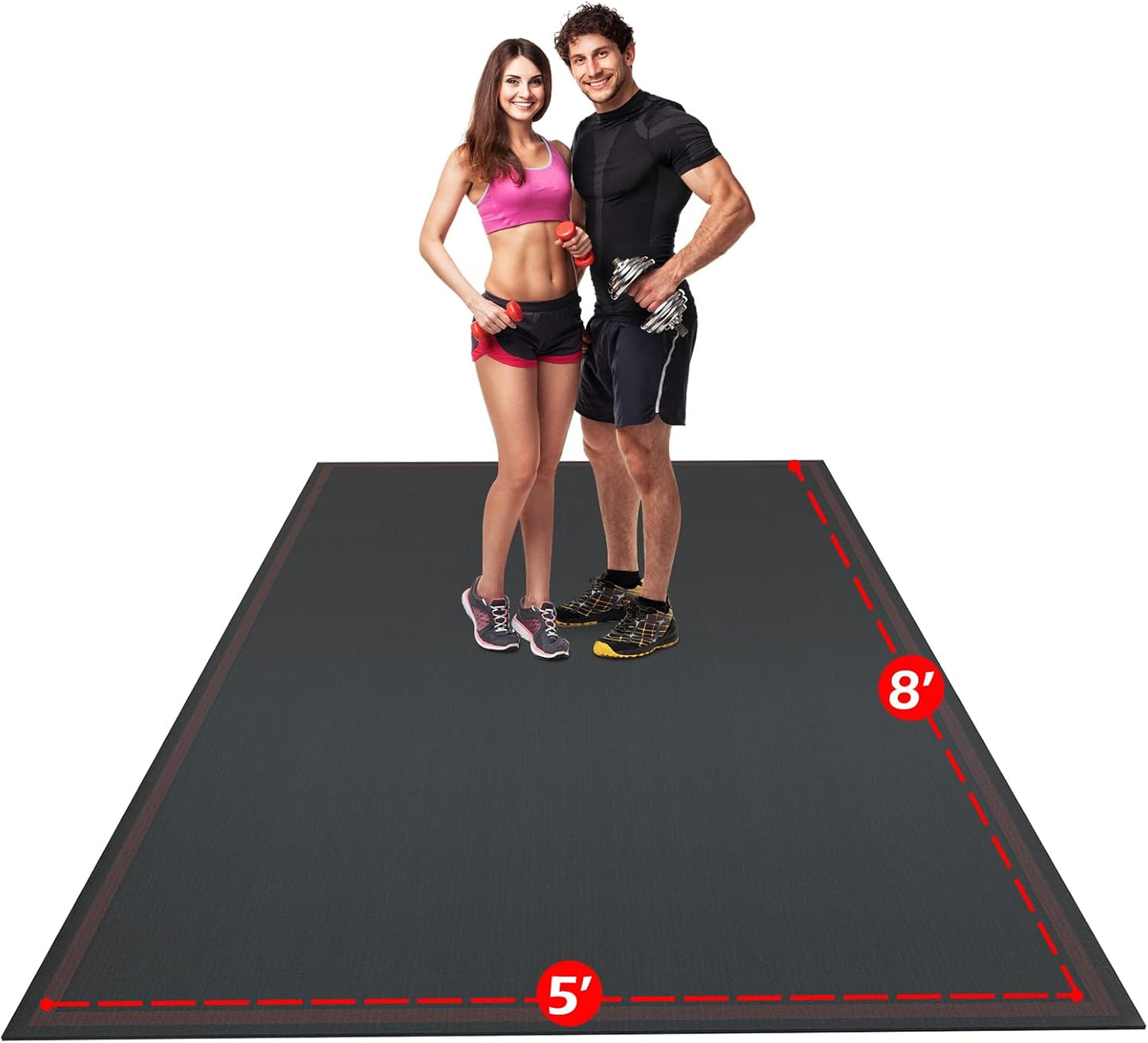 Vivitory Extra Large Yoga Mat for Home Workout 8'x5'/6'x4' (7mm), Large Exercise Mat, Ultra Durable, Non-Slip, Workout Mat for Instant Home Gym Flooring, Gym Mats for Cardio, Weightlifting, Jump Rope