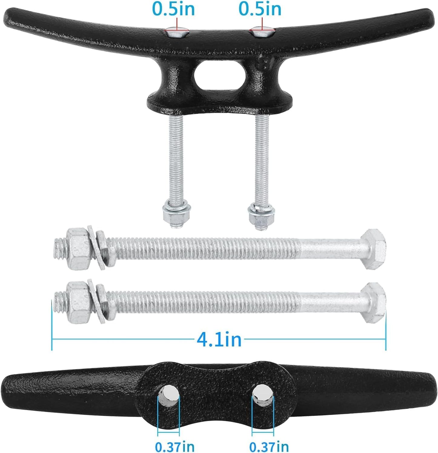 Dock Cleats 6/8/10 inch With Hardware,Electrophoretic Coated Black Boat Cleat Dock Boat Cleats,Rope Cleat Boat Dock Cleats Ideal for Boat Docks, Decks, Piers for Tying up Boats (2,4,6,8,12 Pack)