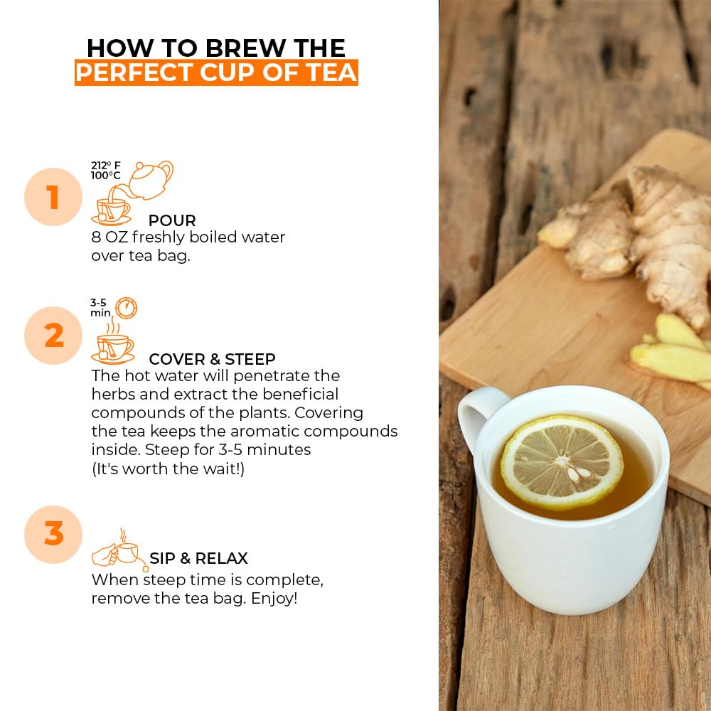 Angel Brand Ginger Tea Bags 25 – Ginger Root Tea for, Digestion & Immune Support