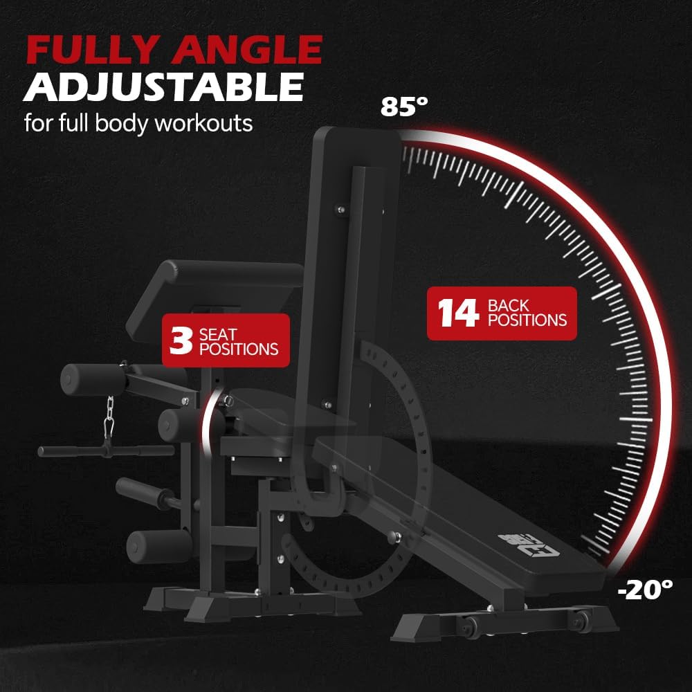 Commercial SmithMachine with Smith Bar, Home Gym Station with Dual Weight Stacks, 4000LBS Power Cage Squat Rack with Lever Arm, Leg Press, LAT Pull Down, Cable Crossover Machine for Full Body Training