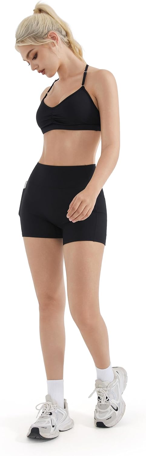 SUUKSESS Workout Sets for Women Padded Open Back Strappy Gym Set Criss Cross Yoga Sets 2 Pieces