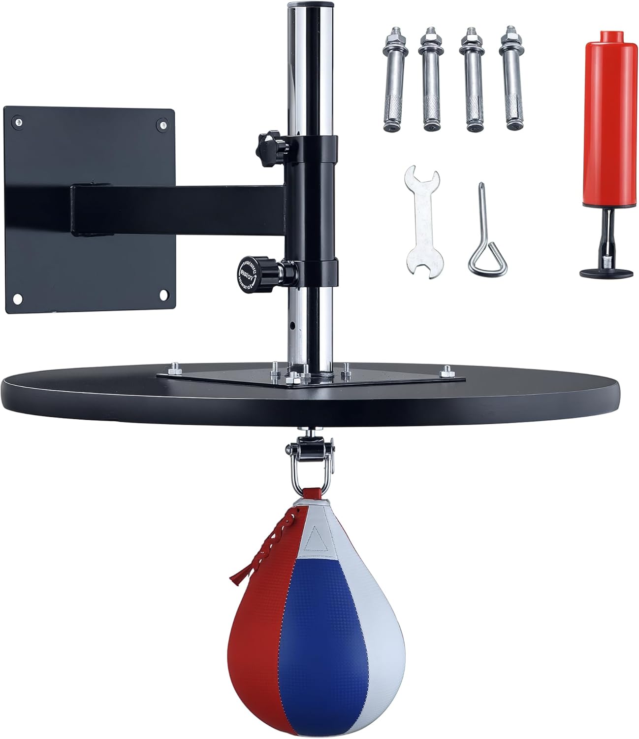 Soozier Speed Bag Boxing Punching Bag with Height Adjustable, Wall Mount Door Speed Bag, Martial Arts, MMA, and Boxing Equipment for Home Training, 9" H x 7" Dia.