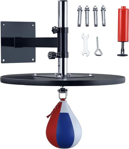 Soozier Speed Bag Boxing Punching Bag with Height Adjustable, Wall Mount Door Speed Bag, Martial Arts, MMA, and Boxing Equipment for Home Training, 9" H x 7" Dia.