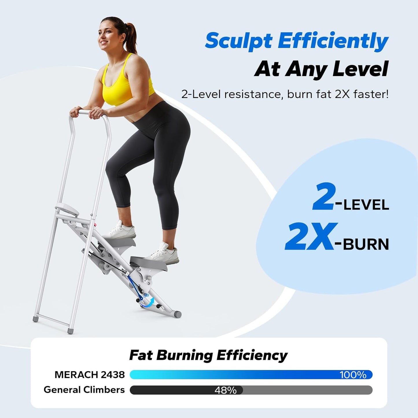 MERACH Stair Stepper for Home Gym Exercise, New Version Vertical Climber Machine for Full-Body Workout, Compact Folding Cardio Exercise Climber with Extended Step Range, Adjustable Handlebar & Pedals