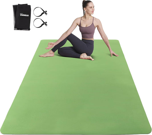 Large Yoga Mat for Men and Women 1/4 & 2/5 Inch Extra Thick TPE Fitness Mat for Home Gym Workout, Non-Slip, Eco Friendly Exercise Mat for Yoga, Pilates, Stretching, Meditation