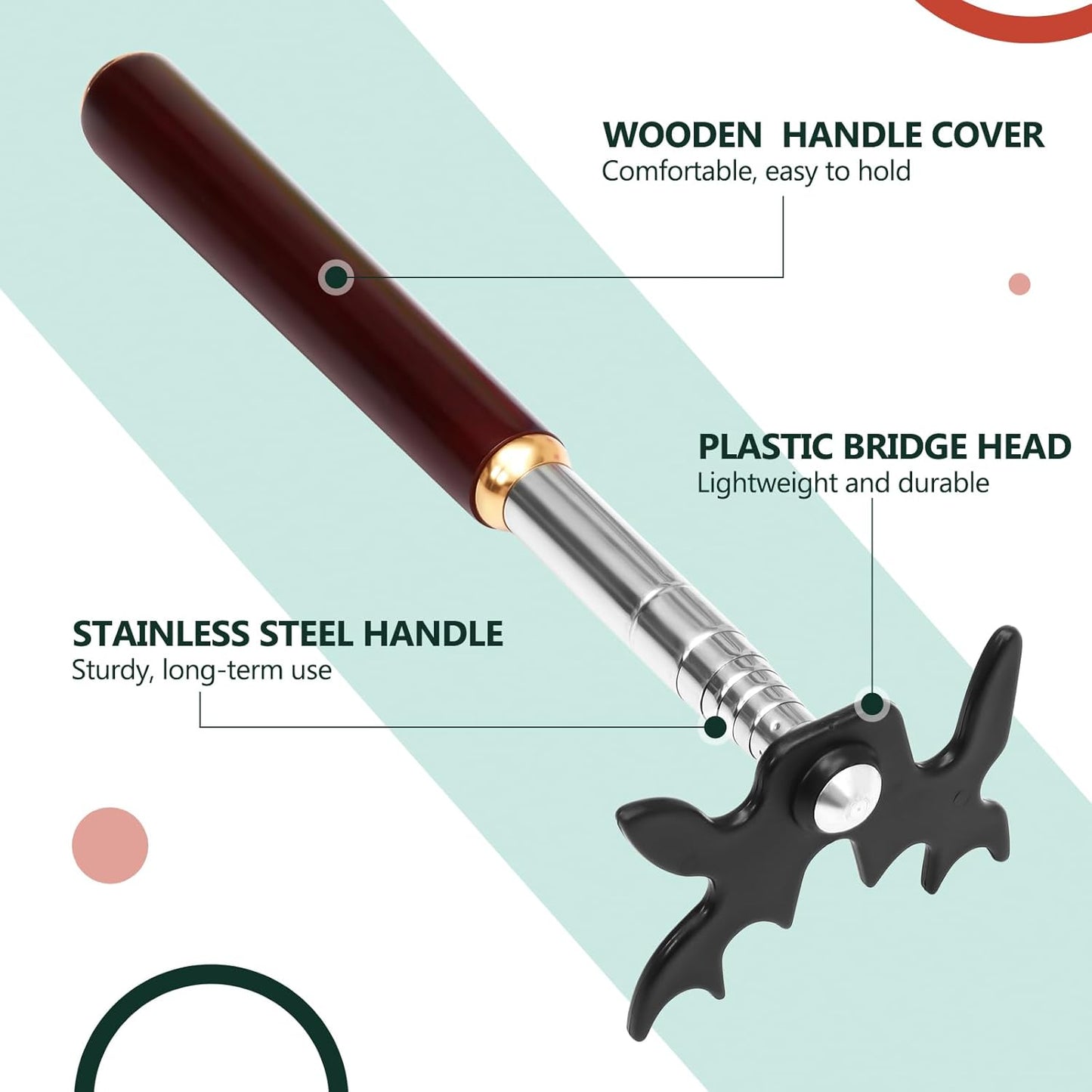 Skylety Retractable Billiard Cue Stick Bridge with Bridge Head, Snooker Set Billiard Pool Cue Accessory for Pool Table