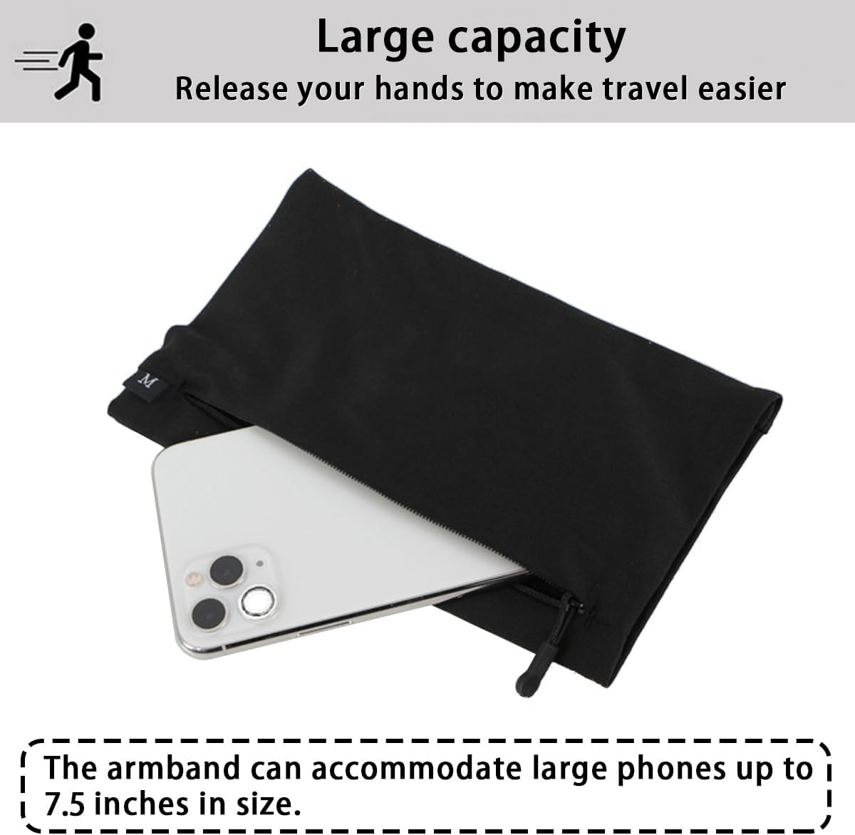 Running Phone Armband for Men Women,Universal Arm Bands for Phones Below 7.5 Inches,Waterproof Cell Phone Armband for Hiking,Running,Cycling,Climbing(Star Stripes L)