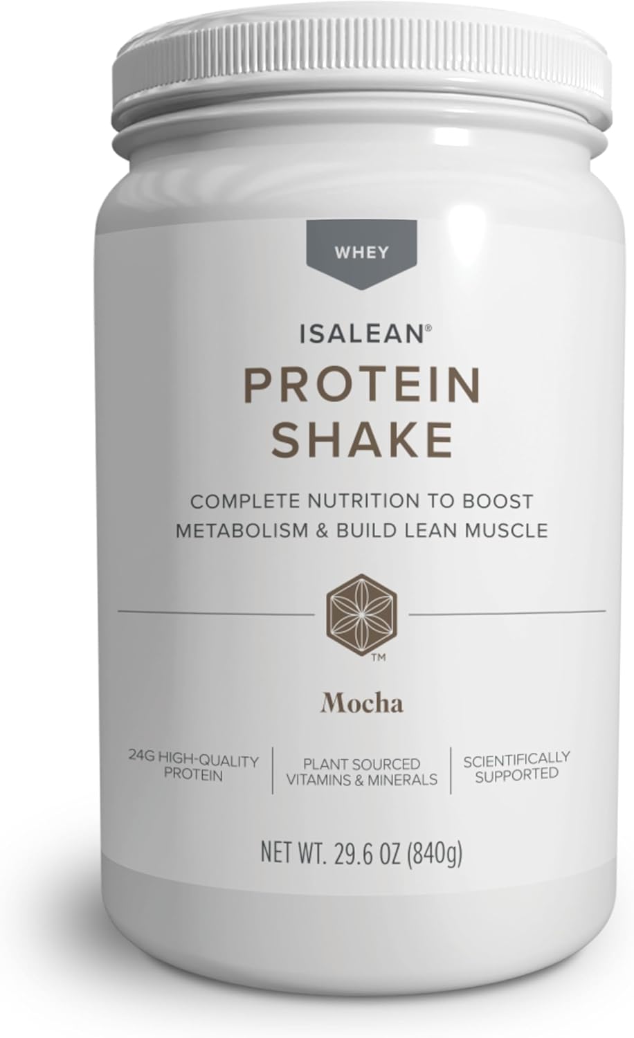 IsaLean Protein Shake - Complete Superfood Meal Replacement for Maintaining Healthy Weight and Lean Muscle Growth with 24 Vitamins and Minerals - 29.6 oz - 14 Meal Canister (Mocha) - Canister