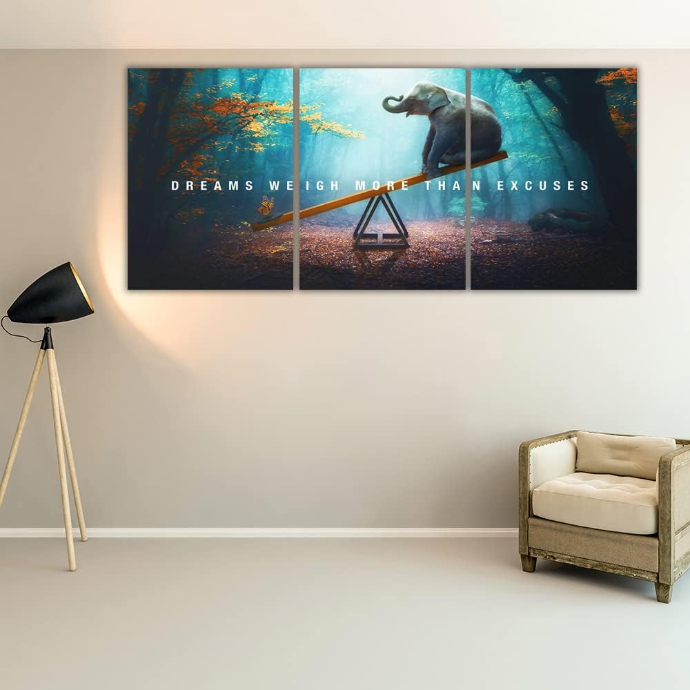 Yetaryy Motivational Poster Inspirational Wall Art 3 Pieces Canvas Painting Lion Artwork for Living Room Office Modern Home Decor Prints Pictures Wall Decor Framed Ready to Hang [36''Wx 16''H]