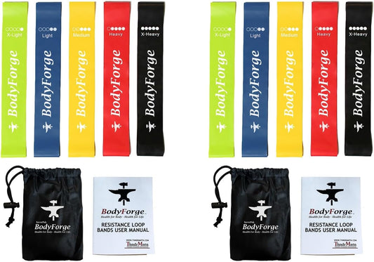 BodyForge Resistance Bands for Working Out for Women Men for Exercise Bands Resistance Bands for Legs Bands for Working Out Hip Thigh Glute Bands with Instruction Guide and Carry Bag, Set of 5