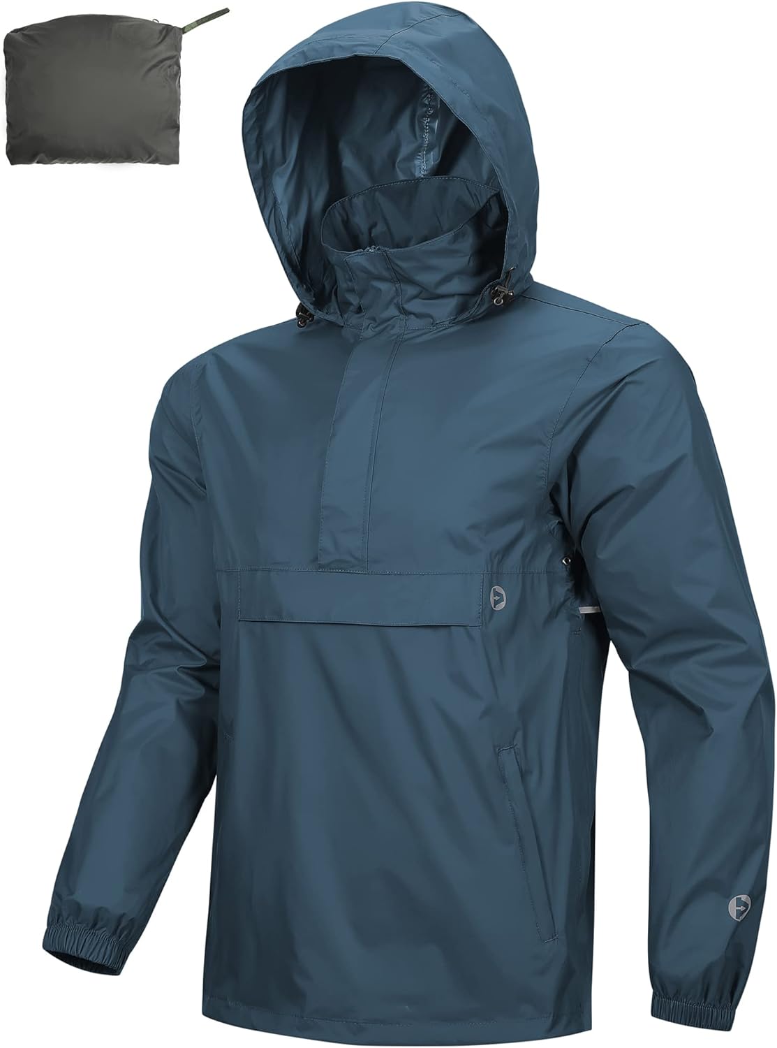 Outdoor Ventures Men's Rain Jacket Waterproof Lightweight Packable Rain Pullover for Hiking Golf Running
