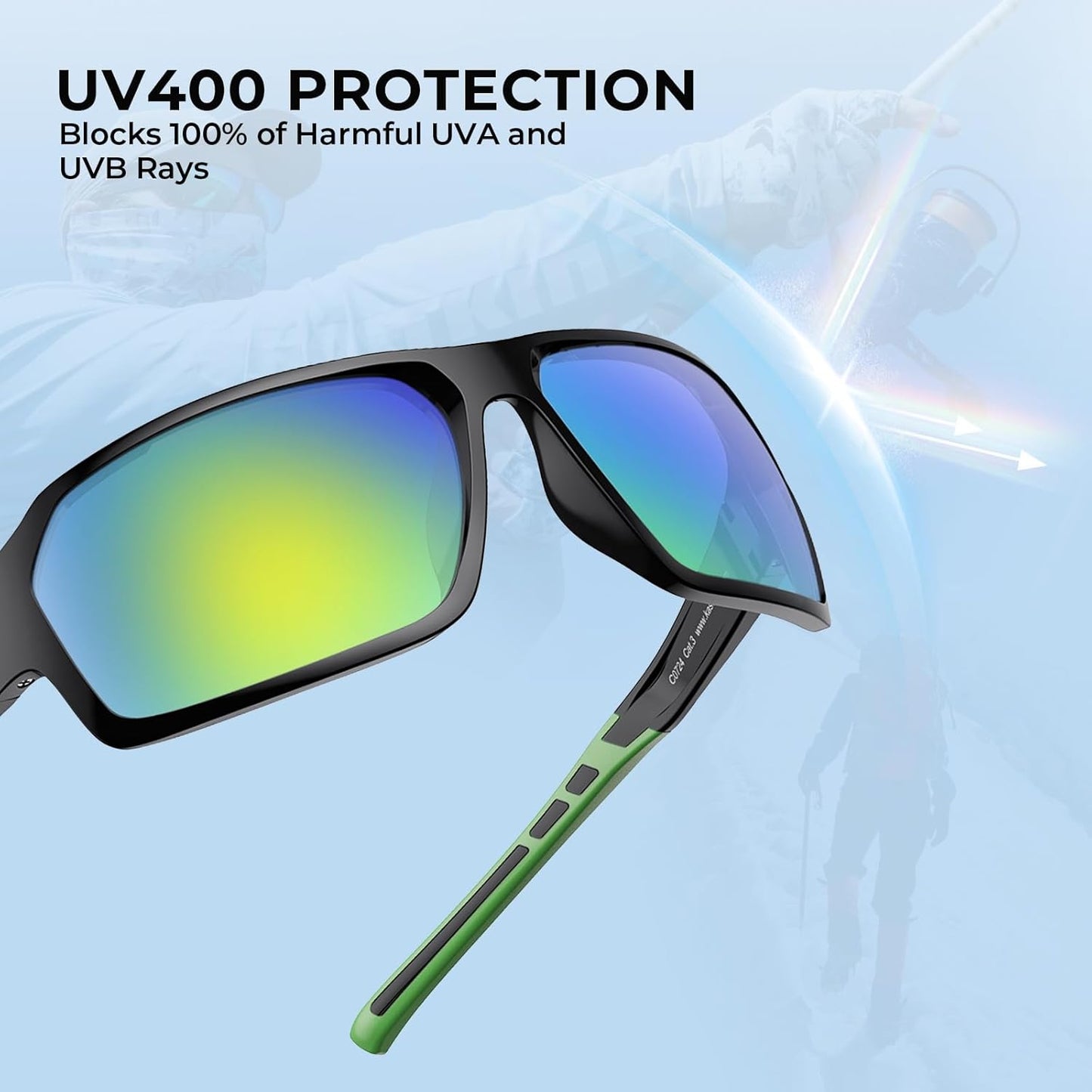 KastKing Chippewa Polarized Fishing Sunglasses, UV400 Protection Full Wrap Frame Sports Cycling Sunglasses, 1.0mm TAC Lenses