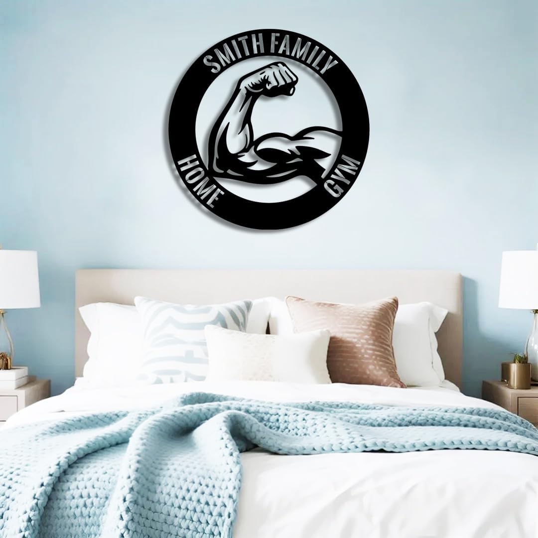 Personalized Home Gym Metal Name Sign | Custom Family Wall Art & Split Letter Name | Wedding Gift & Anniversary | Indoor Metal Decor Gift for Women, Men, Wife, Parents, Couple