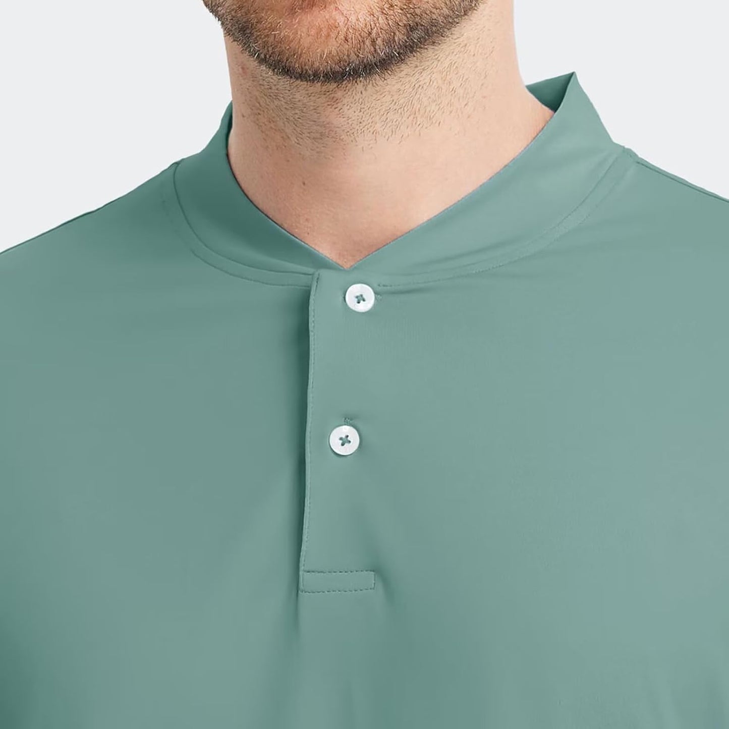 M MAELREG Collarless Golf Shirts for Men Dry Fit Moisture Wicking Performance Solid Casual Mens Henley Shirts Short Sleeve