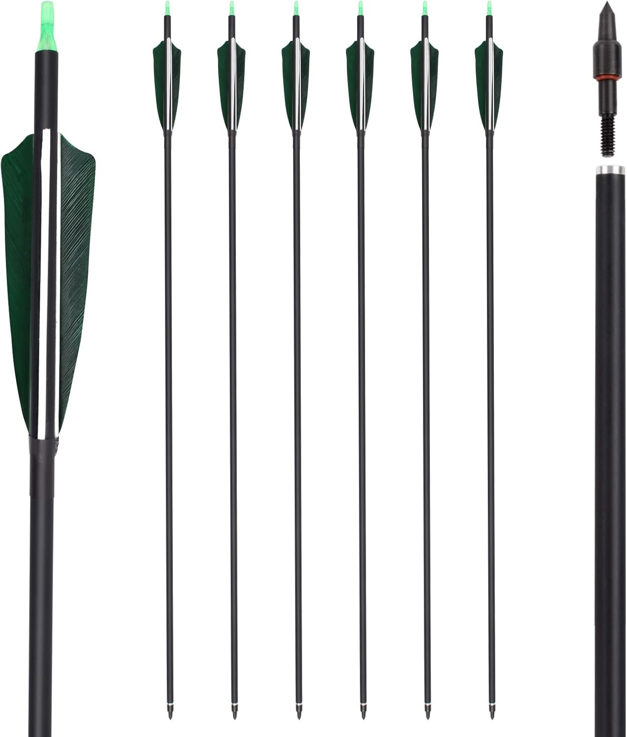 YLS 500 Spine Arrows 30 Inch Carbon Arrows 4" Turkey Feather Archery Target Practice Hunting Arrows with for Recurve Bow Long Bow