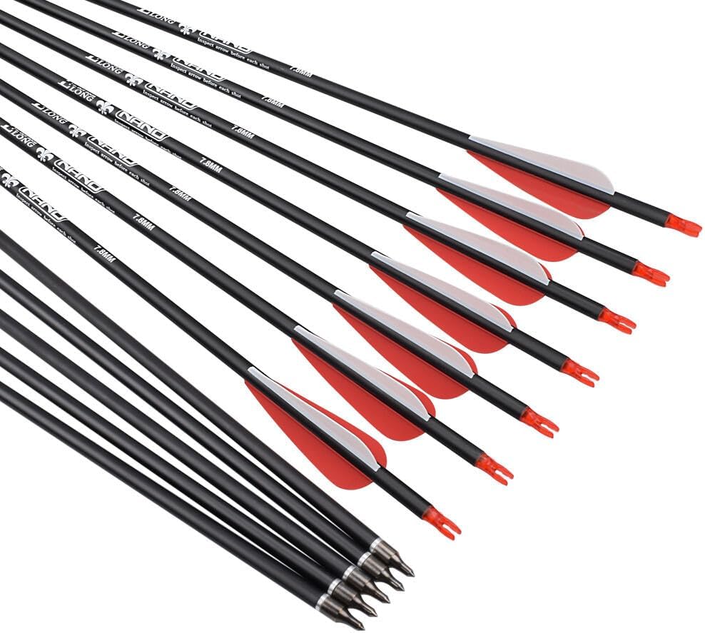Carbon Arrow Hunting Arrows with 100 Grain Removable Tips for Archery Compound & Recurve & Traditional Bow Practice Shooting (Pack of 12)