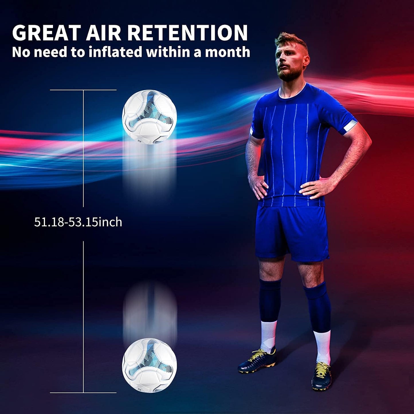 SHOKE Soccer Ball Size 5 Official Size Soccer Ball Thermal Bonded Training Slip Resistant