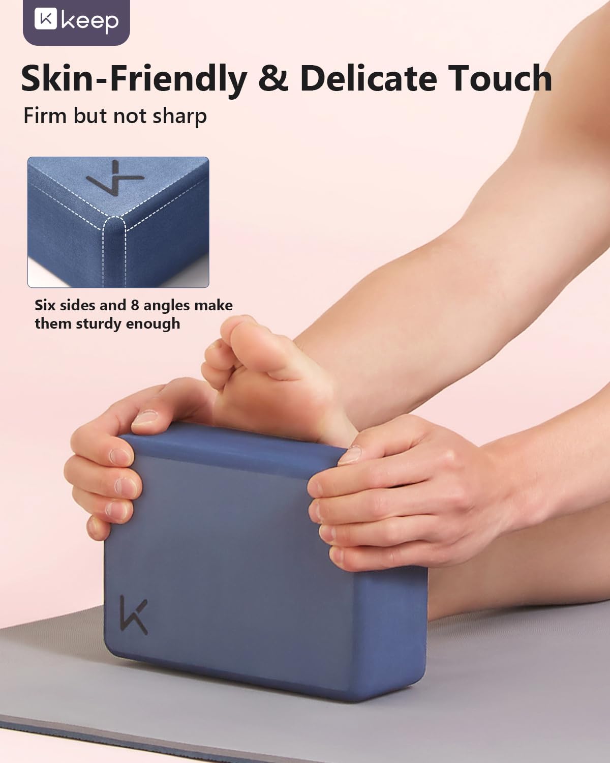 KEEP Yoga Block, High-Density EVA Foam 2 Pack Yoga Block with Non-Slip Textured Surface, Supportive, Lightweight - Ideal for Yoga, Pilates, and Stretching Exercises