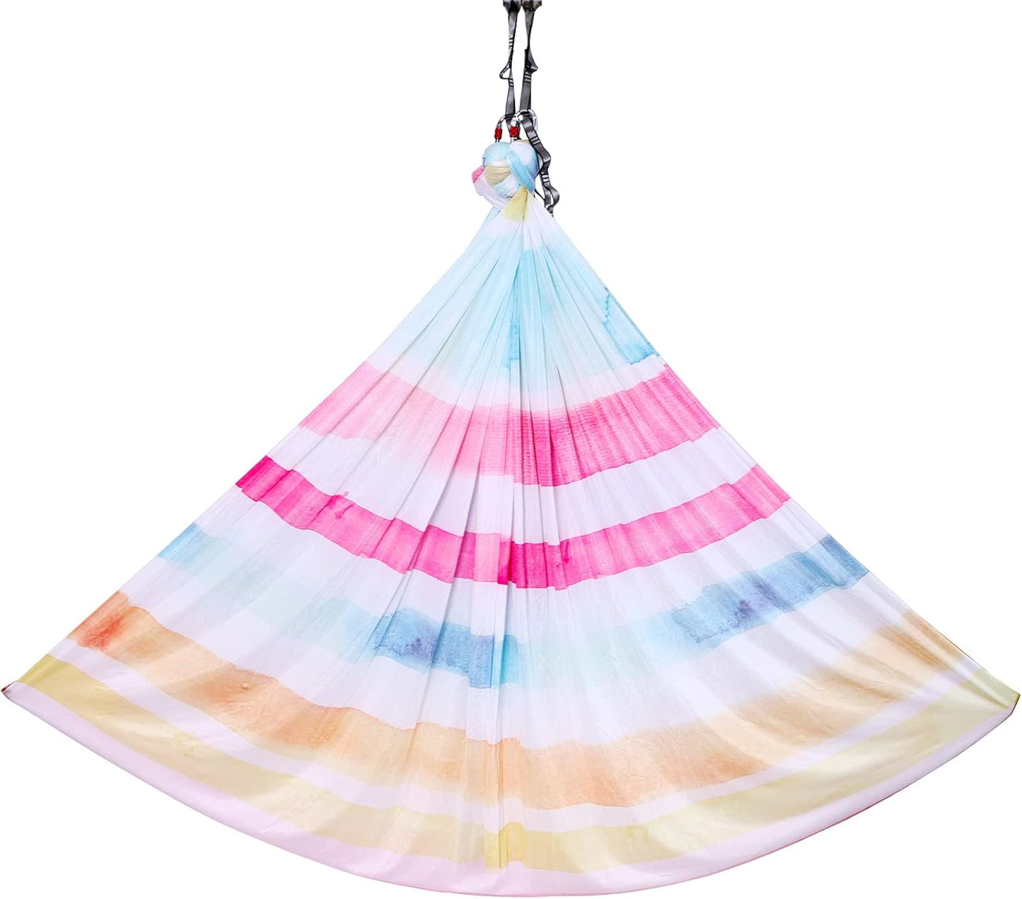 F.Life Aerial Yoga Hammock kit- Yoga Swing Multicolor 5 yards-Flying Yoga Include Daisy Chain,Carabiner and Pose Guide