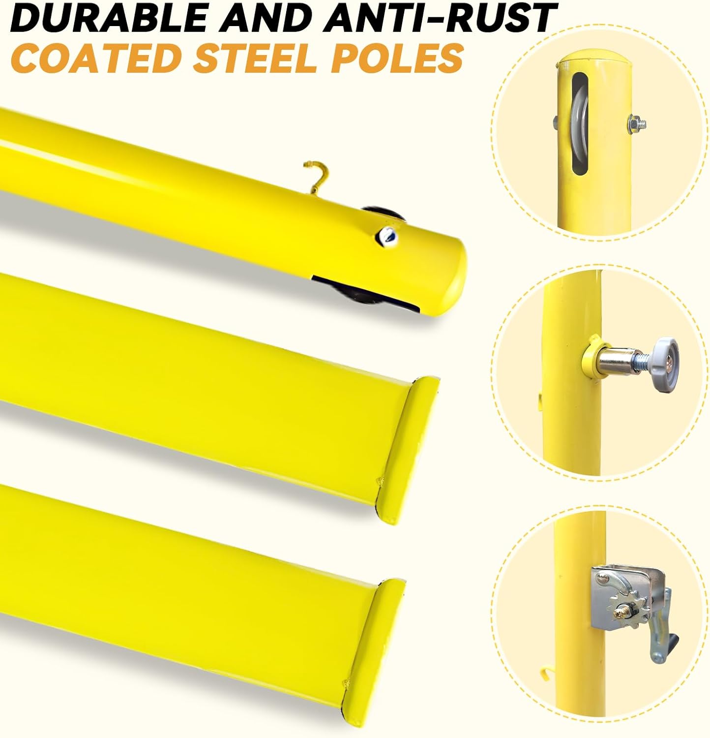 Volleyball Poles,Portable Outdoor Volleyball Net Set, Badminton/Volleyball Post, Adjustable Volleyball Net Poles for Outdoor Grass Backyard School Indoor